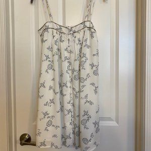 Abecrombie & Fitch Sleeveless Button Down Beaded Mini Dress White Navy Size XS